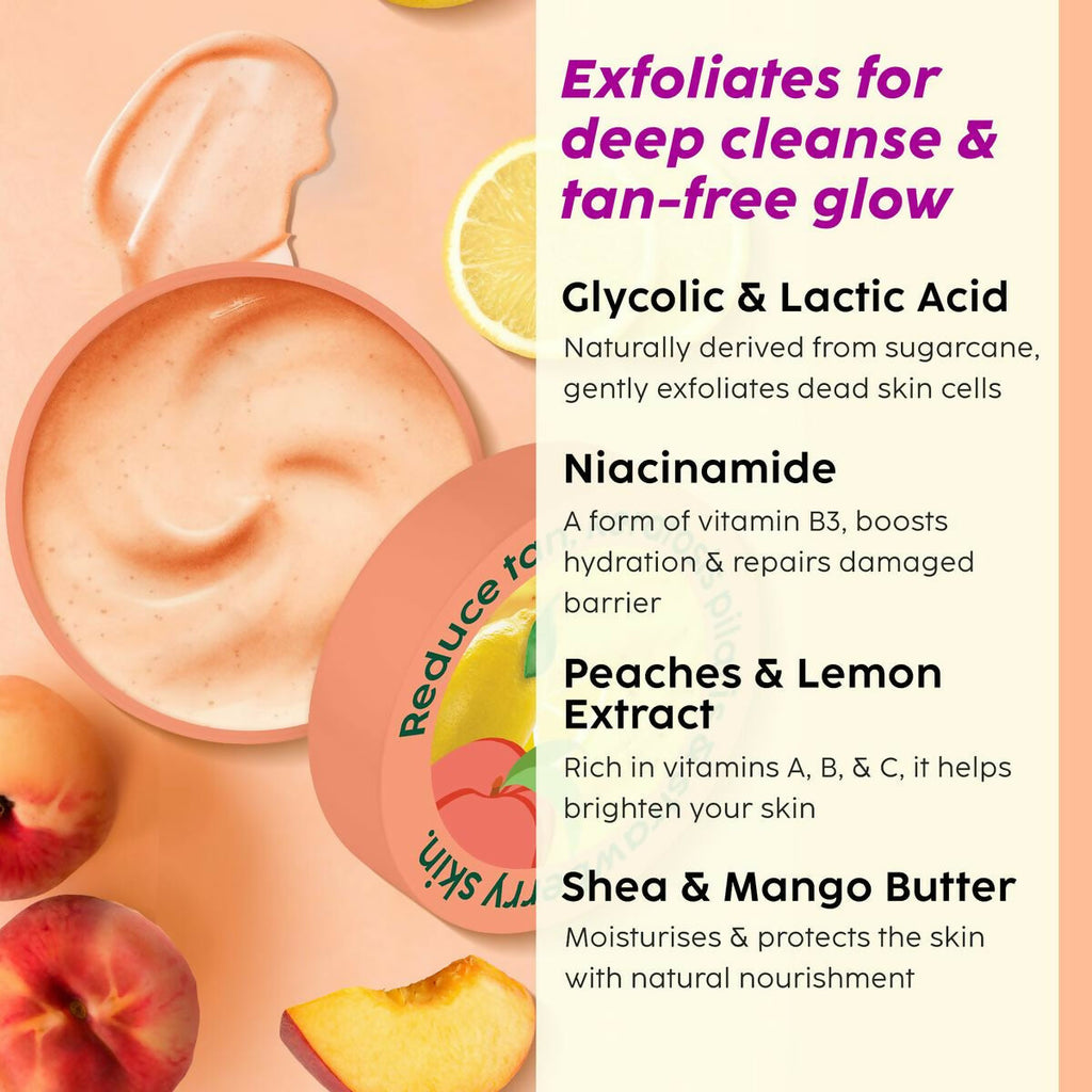 PLIX The Plant Fix Peaches & Lemon Detan Pair with Bump Eraser Body Scrub & SPF15 Body Lotion