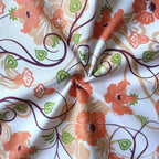 Airwill Cotton Floral Pattern 4 Seater Table Cloth - Orange