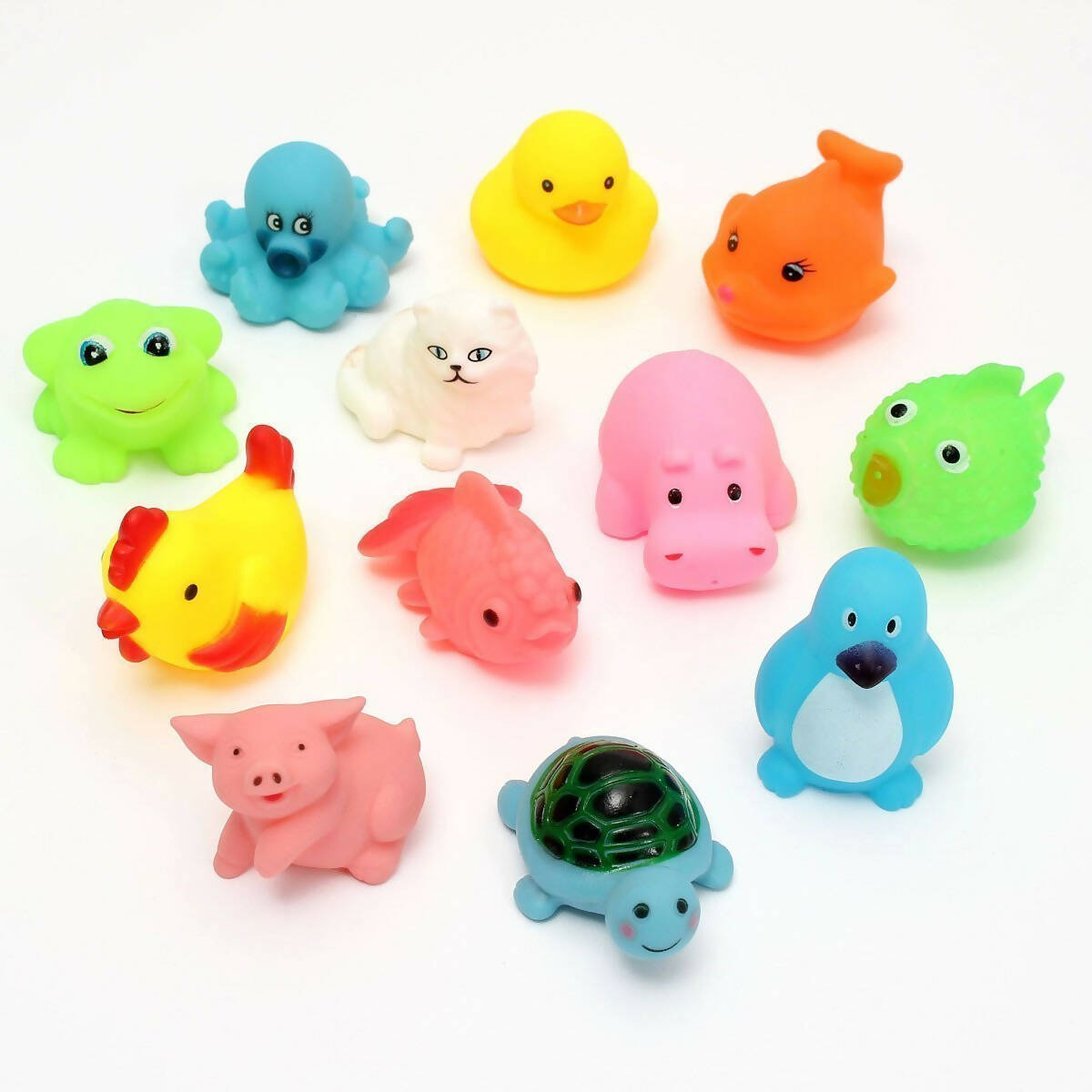 Cable World Plastic Baby Bath Chu Chu Colorful Animal Shape Toy (Multicolor, Multi Design)