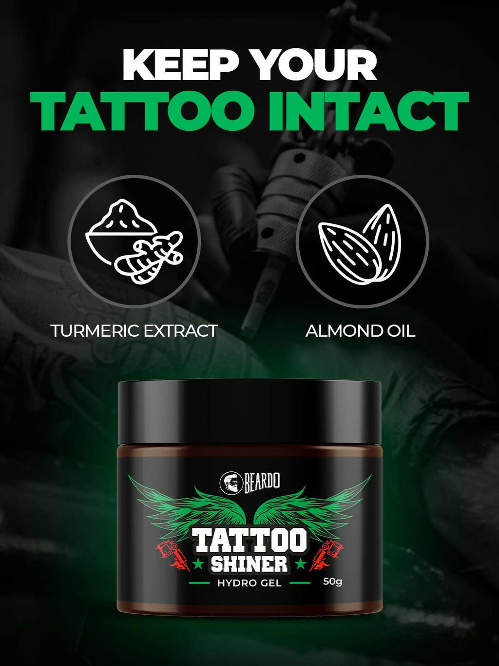 Beardo Tattoo Shiner Gel - Hydro Gel Heals & Maintains Tattoo Ink