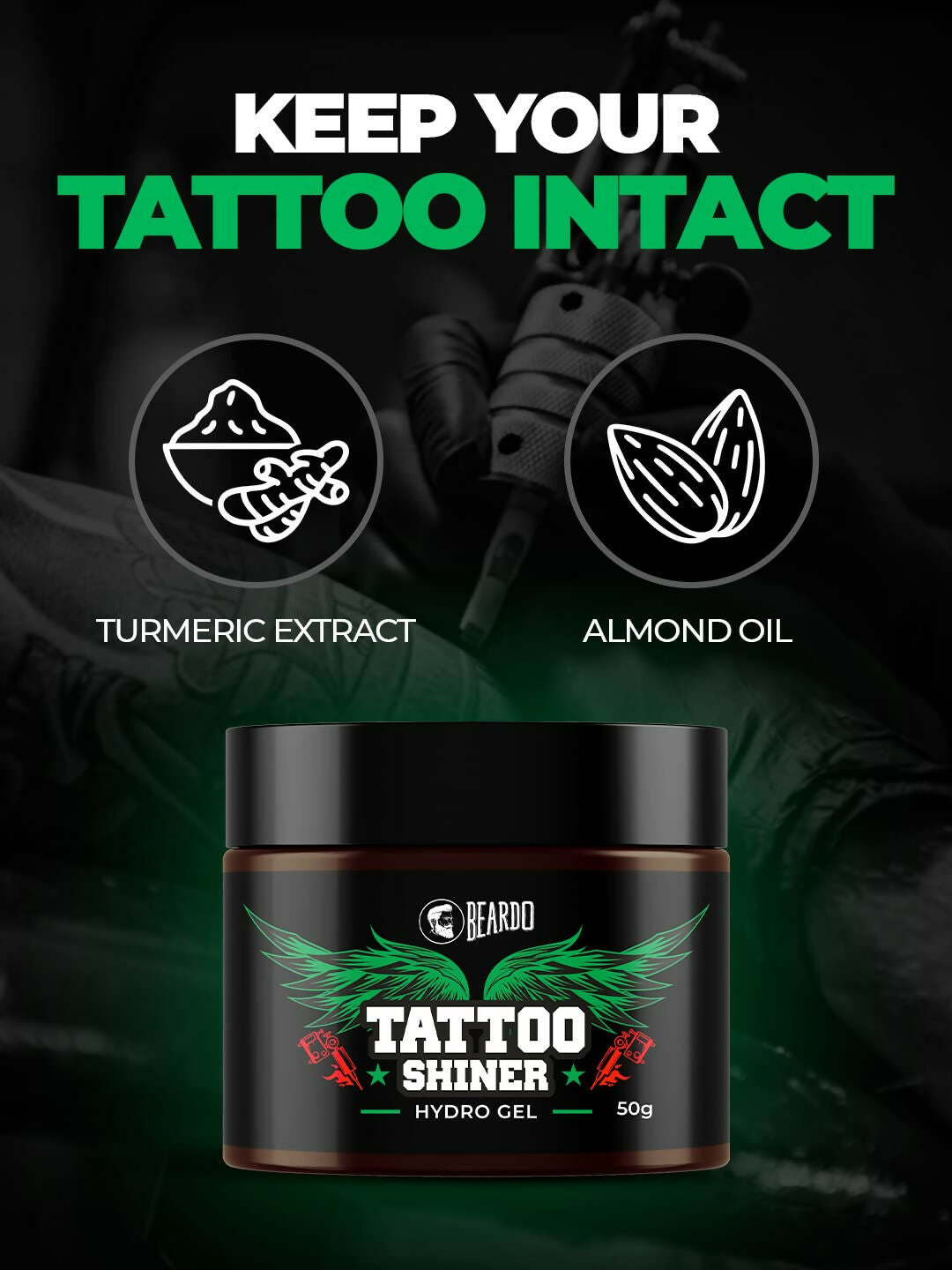 Beardo Tattoo Shiner Gel - Hydro Gel Heals & Maintains Tattoo Ink