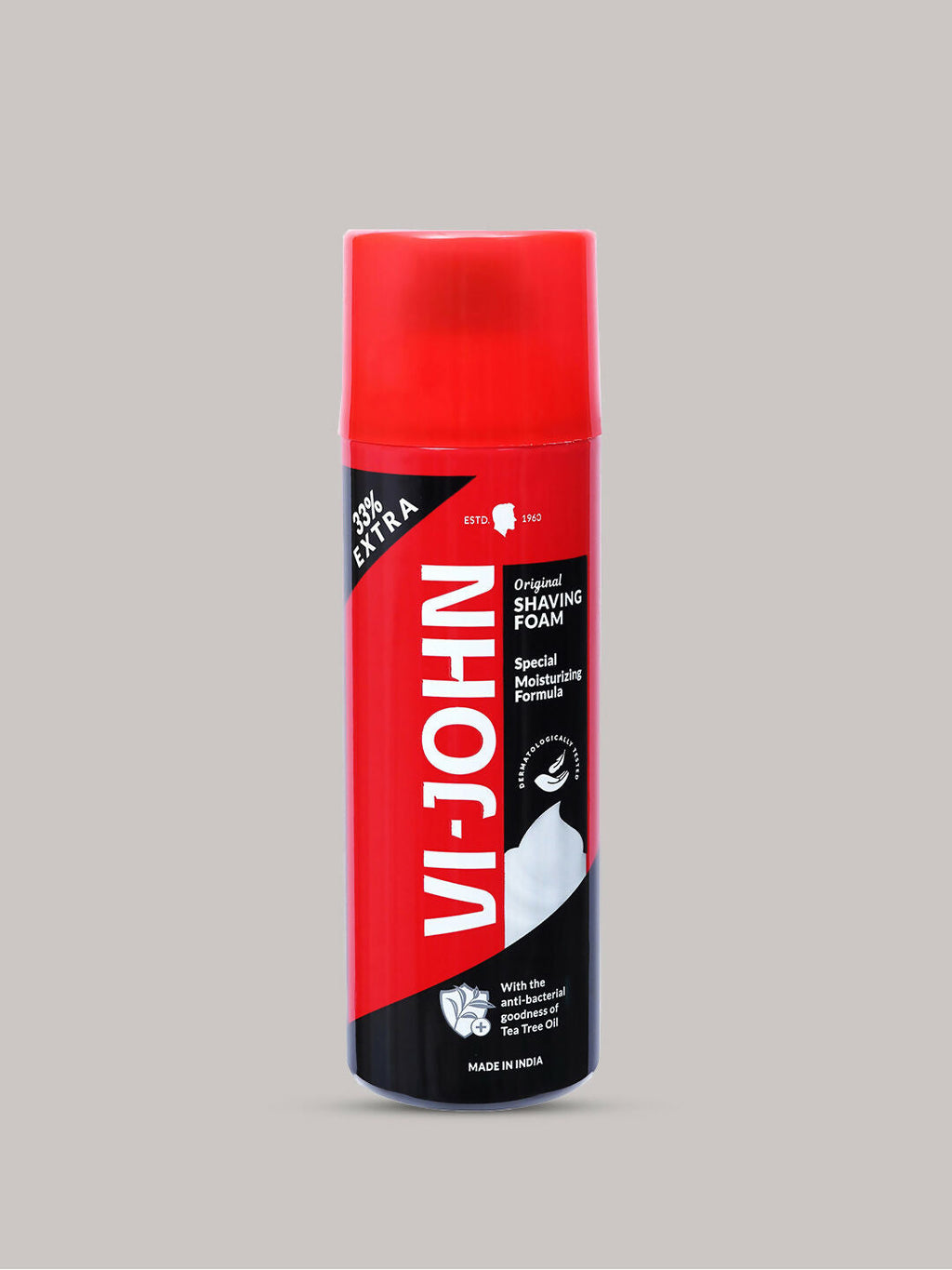 VI-JOHN Original Dermatologically Tested Special Moisturising Formula Shaving Foam with Vitamin E & Tea Tree Oil