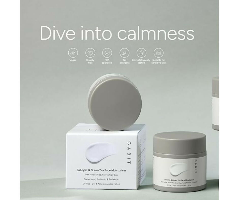 Gabit Salicylic Acid & Green Tea Face Moisturiser For Acne, Blackheads & Open Pores