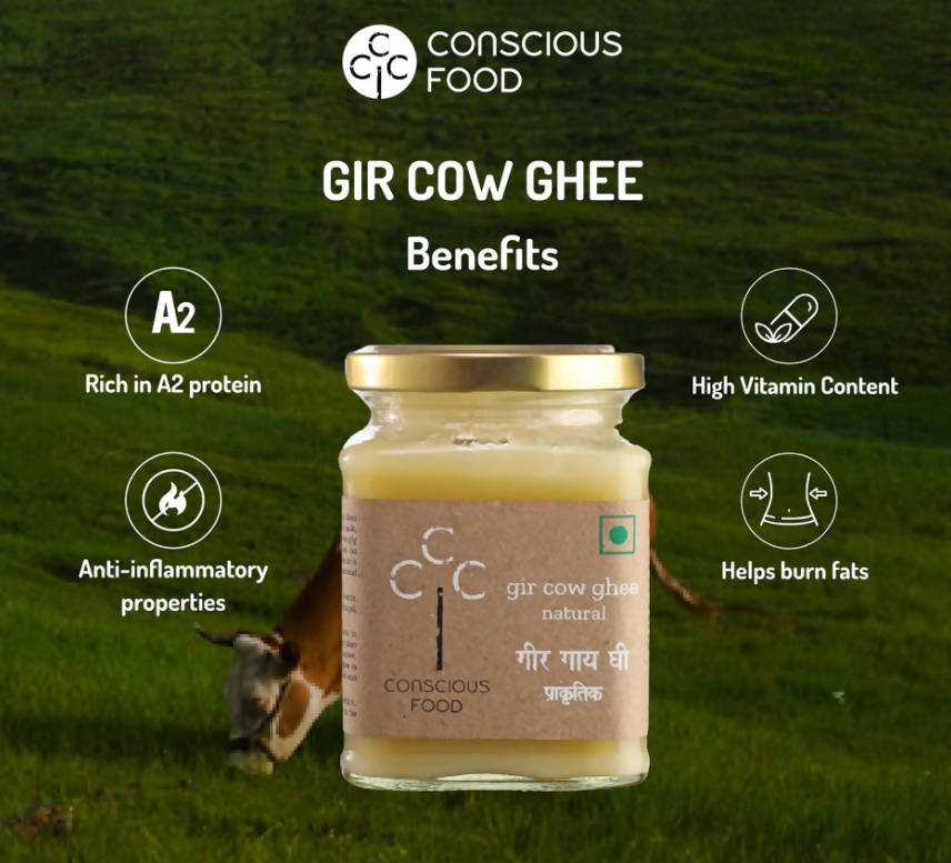 Conscious Food A2 Gir Cow Ghee (Bilona Preparation) | 100% Gir Cow Ghee | Homemade & Organic Ghee