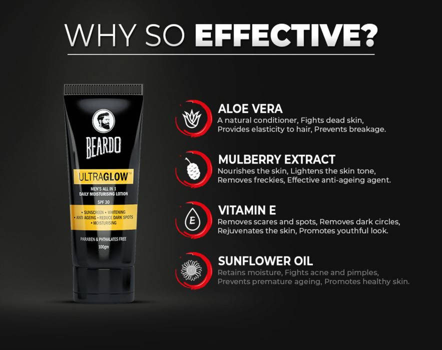 Beardo Ultraglow Men's All in 1 Daily Moisturising Lotion SPF 30