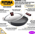 Hawkins Futura Hard Anodised Kadhai 30 cm Diameter with Lid 4 L (AK40S)