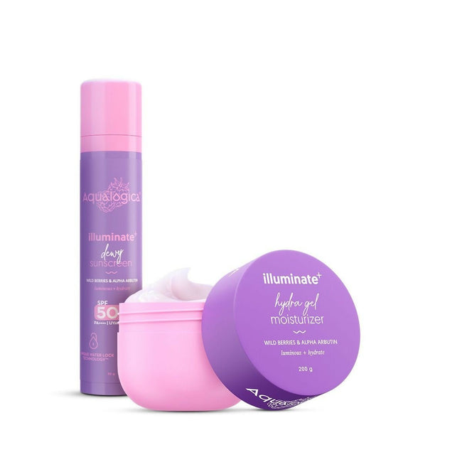 Aqualogica Skin Illuminate Duo With Illuminate Sunscreen And Hydra Gel Moisturizer Hover Image