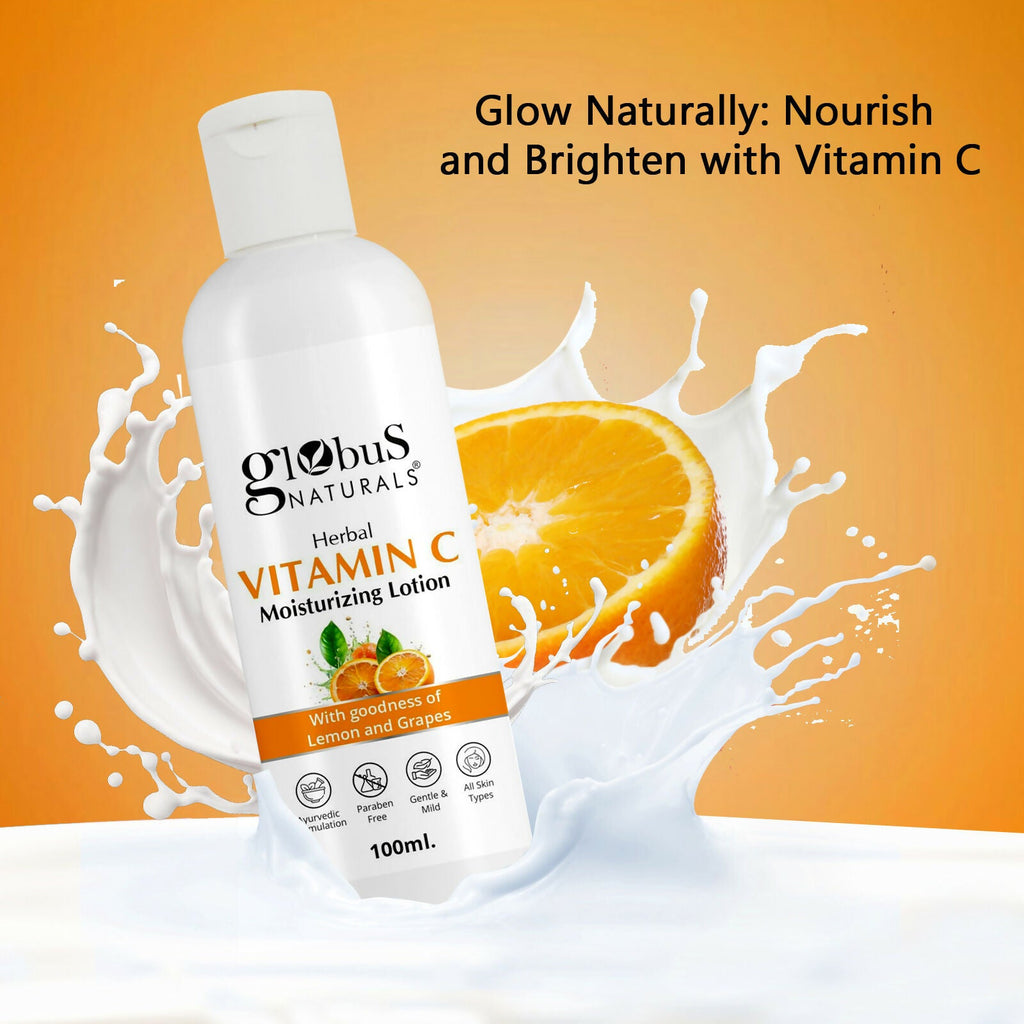 Globus Naturals Herbal Vitamin C Moisturizing Body Lotion For Skin Brightening & Nourishment, Glowing & Youthful Skin, All Skin Types