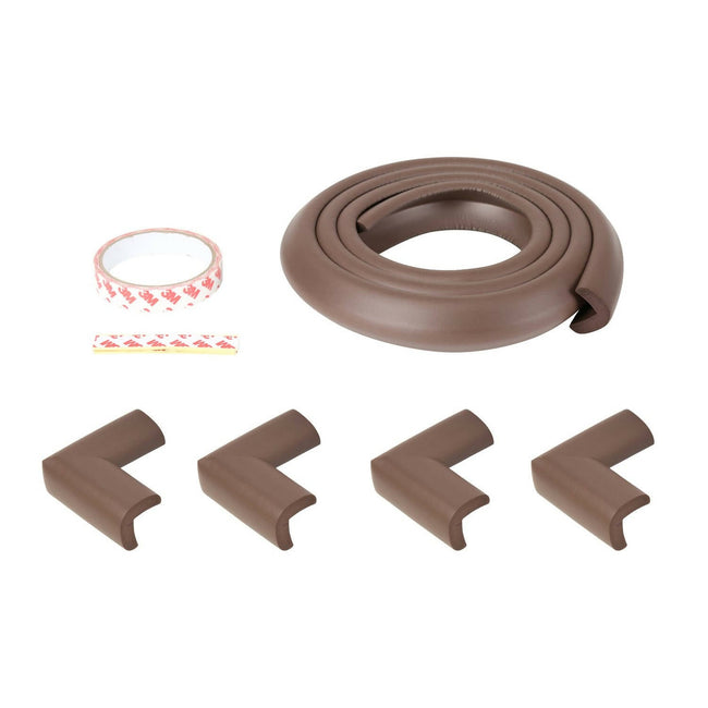 Safe-O-Kid Unique High Density L-Shaped 2 Mtr Long 2 Large Edge Guard With 8 Corner Cushions - D.Brown Hover Image