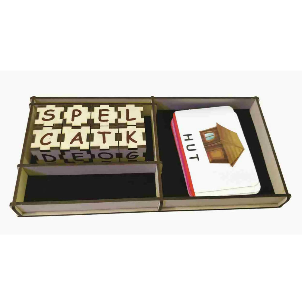 Kraftsman Wooden Spell Tutor Spelling Learning Game With Flash Cards | Educational Toys & Return Gift