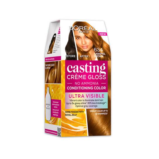 L'Oreal Paris Casting Creme Gloss Ultra Visible Conditioning Hair Color - 634 Caramel Brown Hover Image