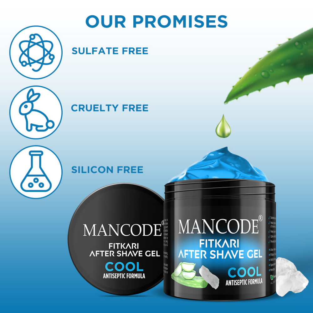 Mancode Fitkari After Shave Gel For Men Cool Antiseptic Formula