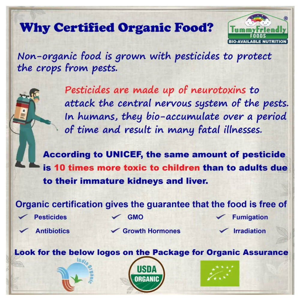 TummyFriendly Foods Certified Organic Oats, Green Moong, Spinach Porridge Mix for 8 Months Old