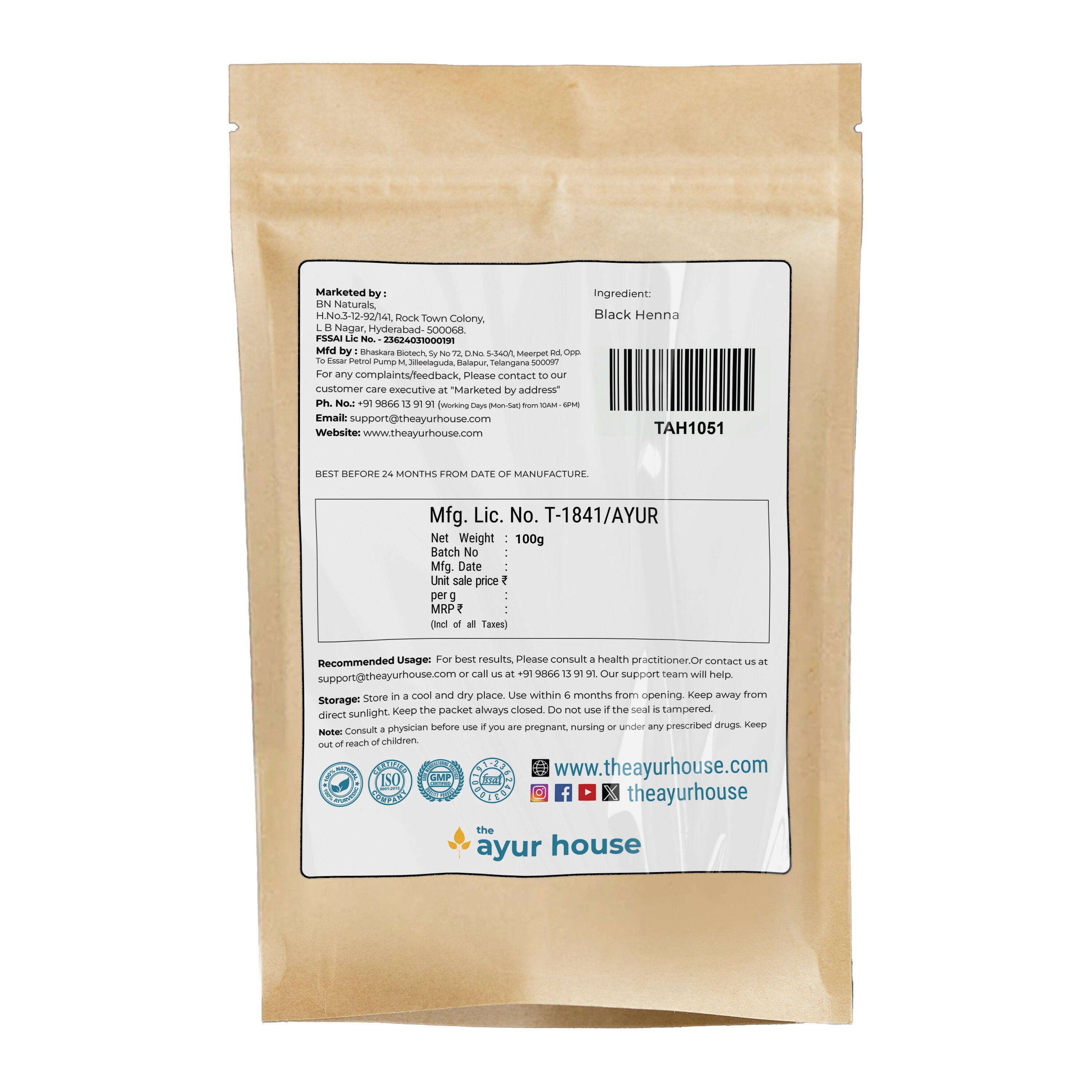 The Ayur House Black Henna Powder