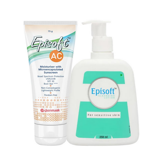 Episoft AC Moisturiser SPF 30 + Cleansing Lotion For Sensitive Skin Combo Hover Image