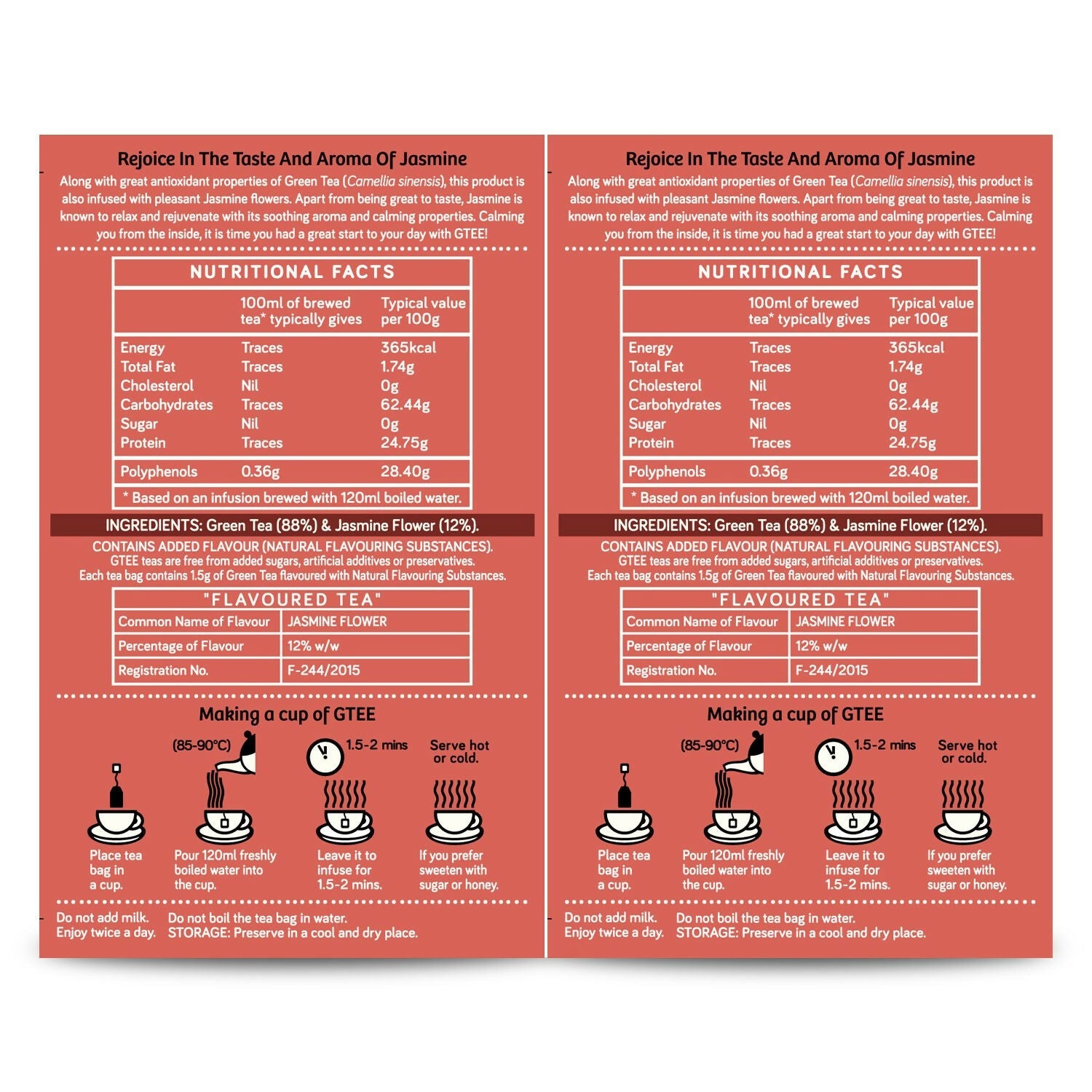 Gtee Green Tea Bags - Jasmine