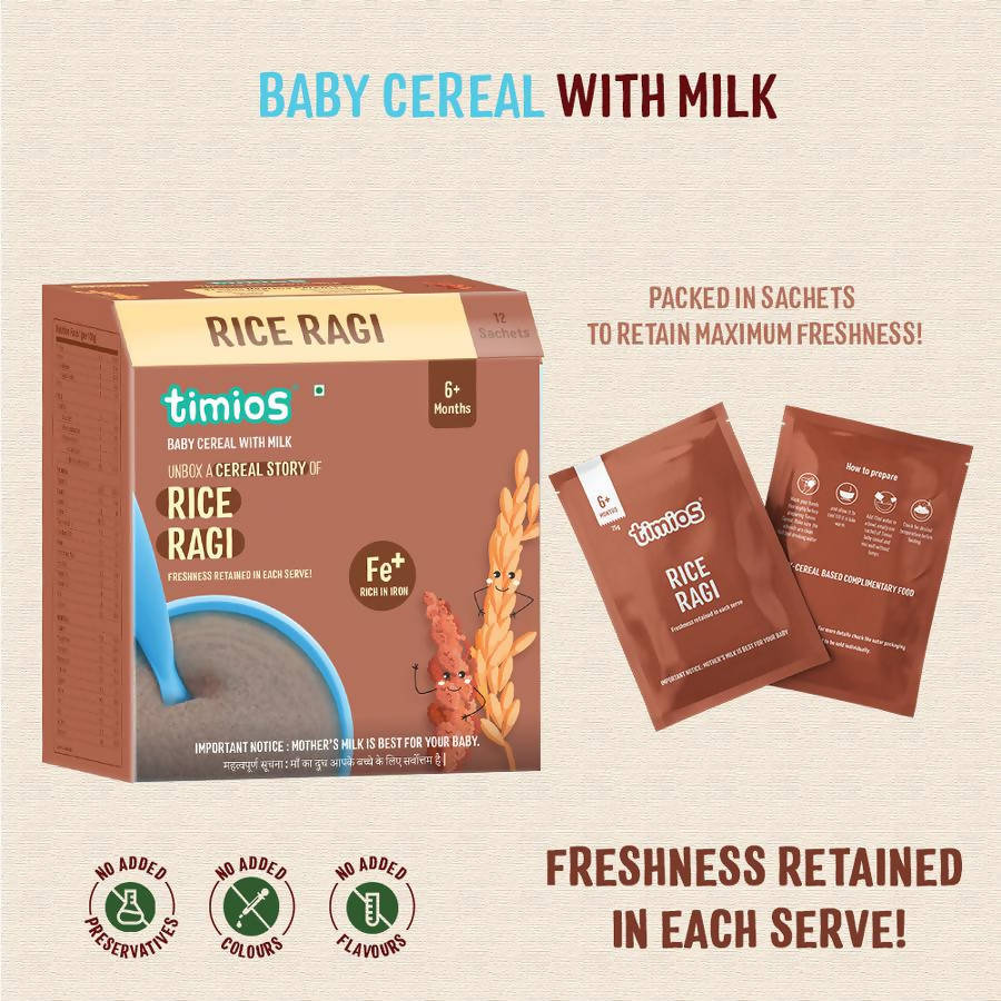 Timios Organic Rice Ragi Baby Cereal
