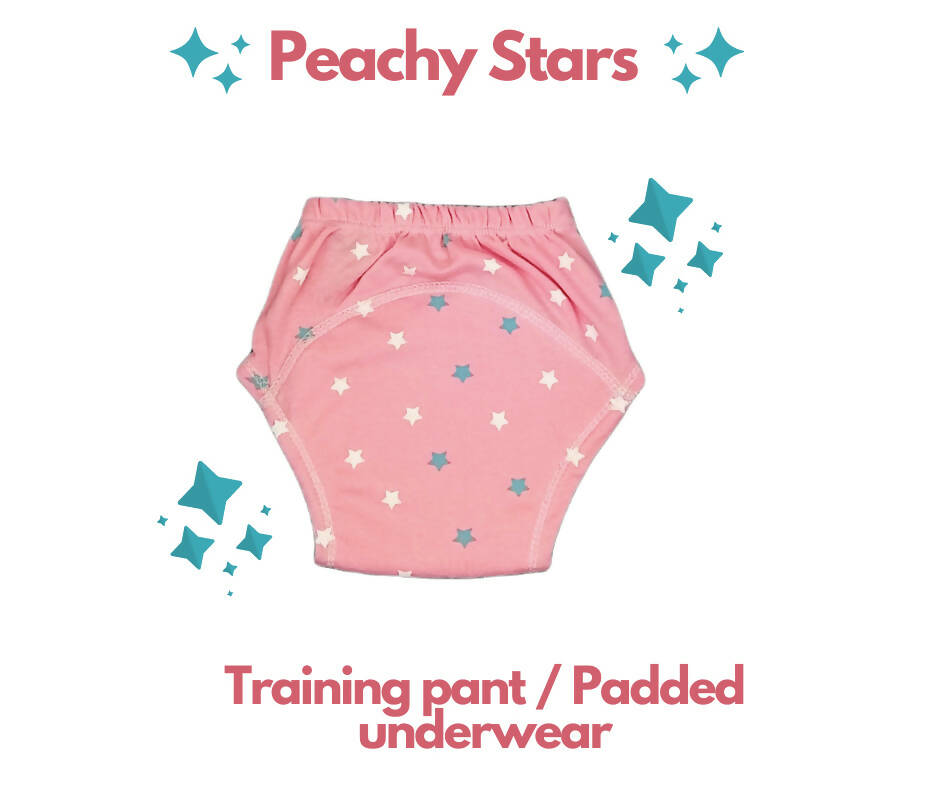 Kindermum Cotton Padded Pull Up Training Pants/Padded Underwear For Kids Peachy Star & Green Car-Set of 2 pcs