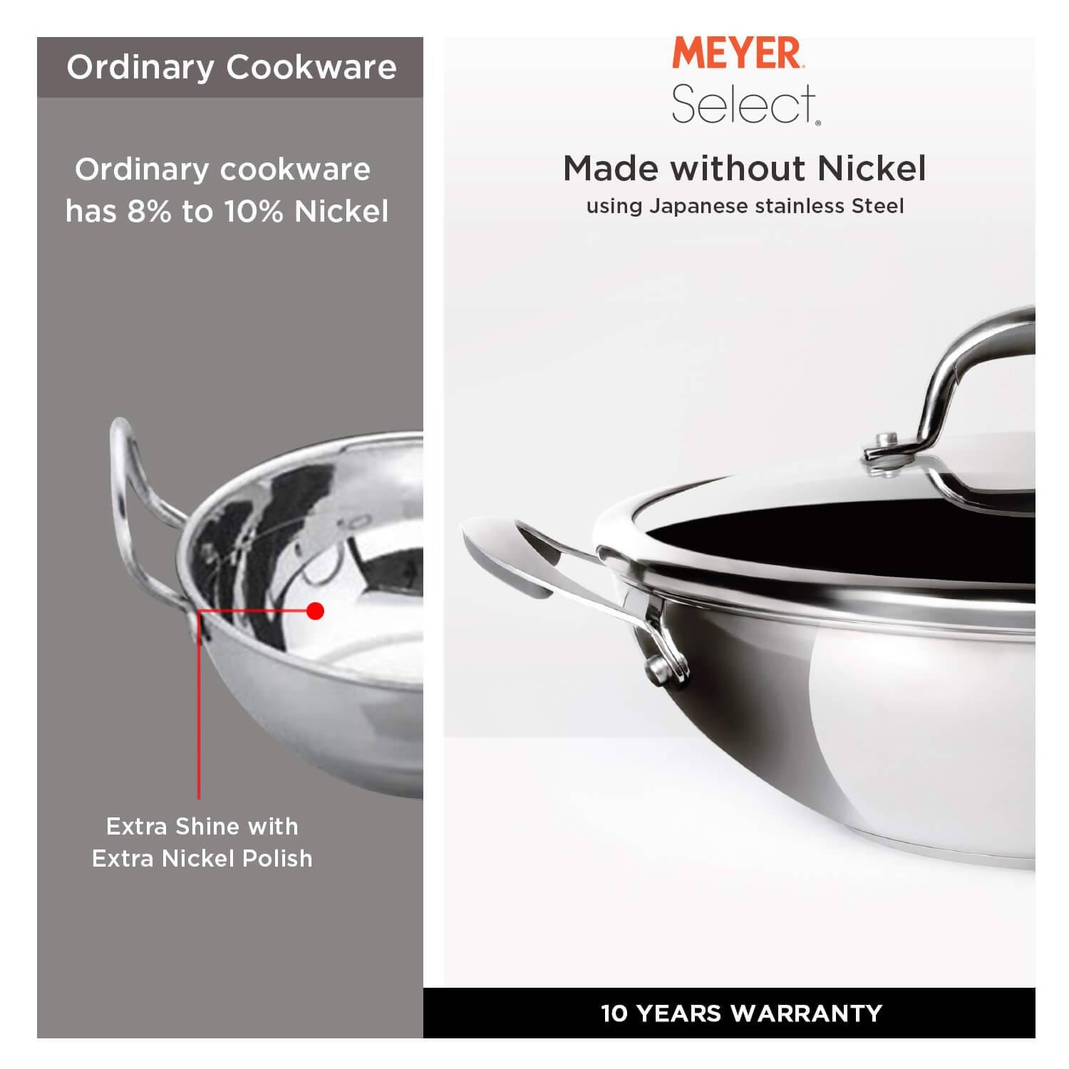 Meyer Select Stainless Steel Covered Kadai