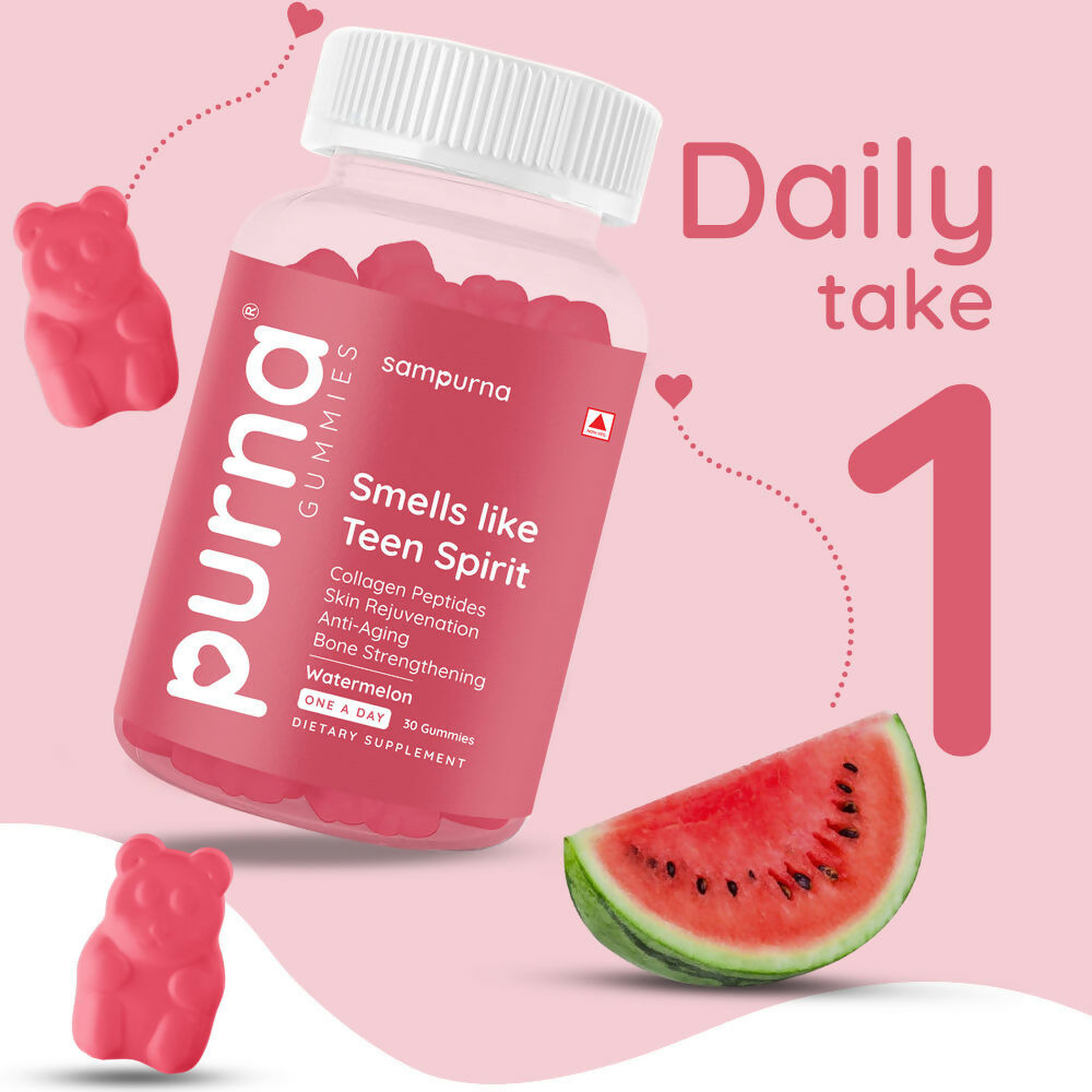 Purna Sampurna Smells Like Teen Spirit Collagen Peptides Gummies - Watermelon