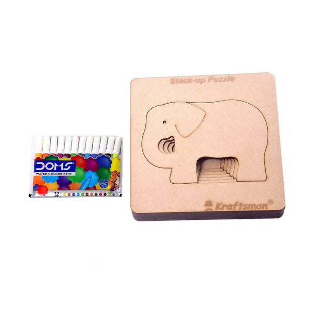 Kraftsman Stack up Puzzles/ Layered Puzzle Elephant Shape for Kids | Color Kit Included | 6 Pieces Puzzle Main Image