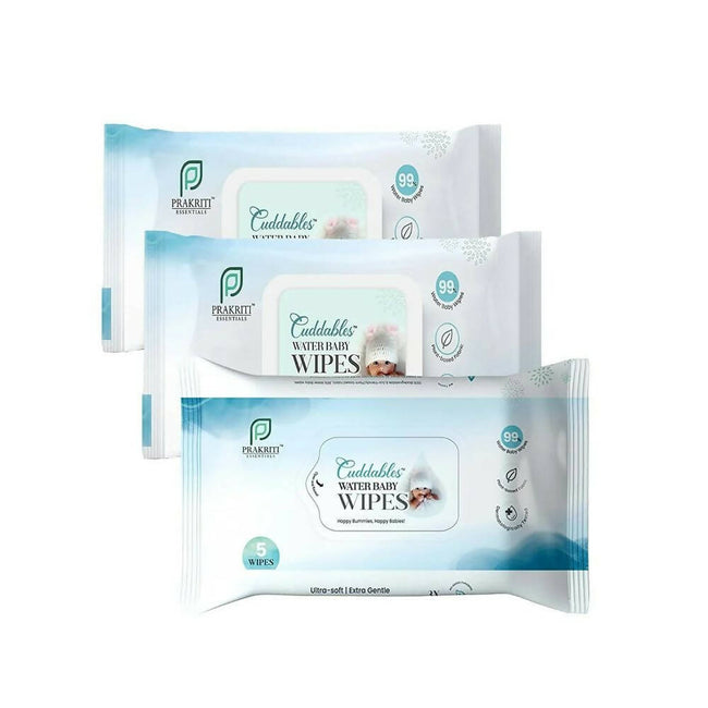 Cuddables 99% Water Baby Wipes - Natural Plant Made Cloth Wipes | 5 Pcs Wipes, Pack of 3 (15 Wipes) Hover Image
