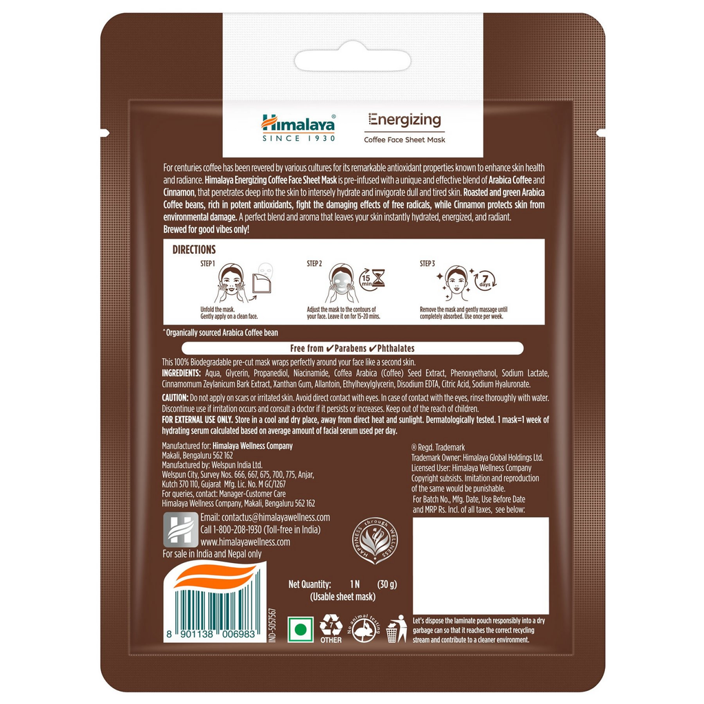 Himalaya Herbals Energizing Coffee Sheet Mask