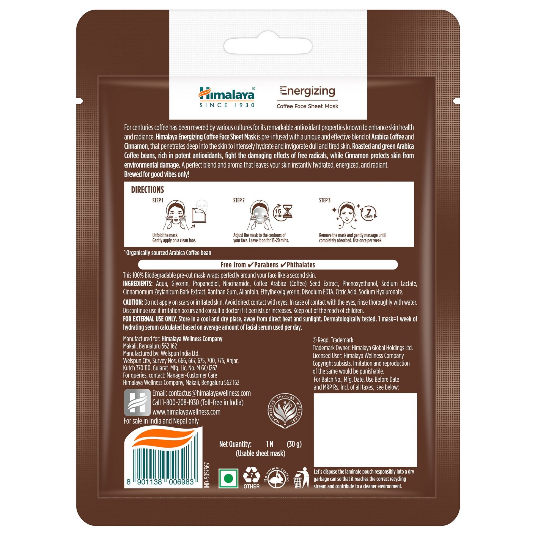 Himalaya Herbals Energizing Coffee Sheet Mask