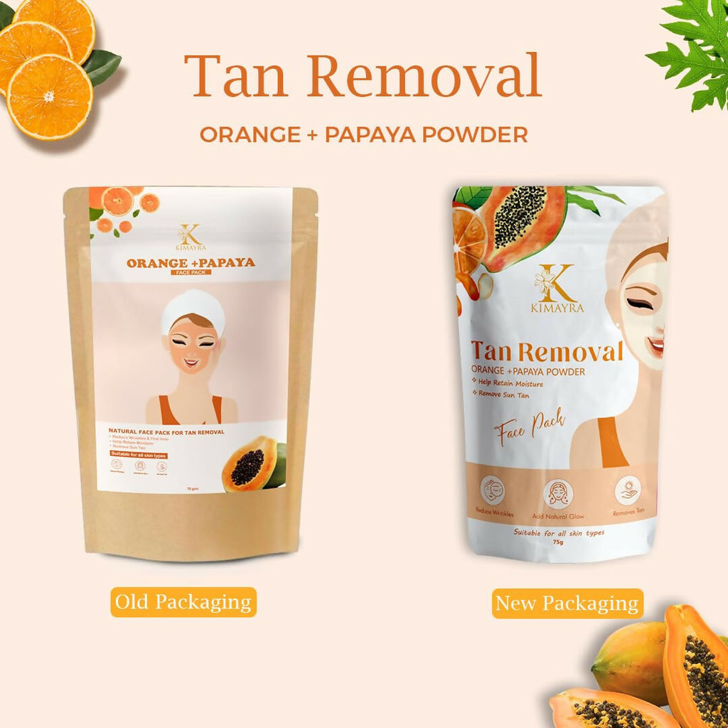 Kimayra Organic Orange + Papaya Face Pack Powder For Tan Removal, Helps In Retain Moisture & Reduce Wrinkles & Fine Lines