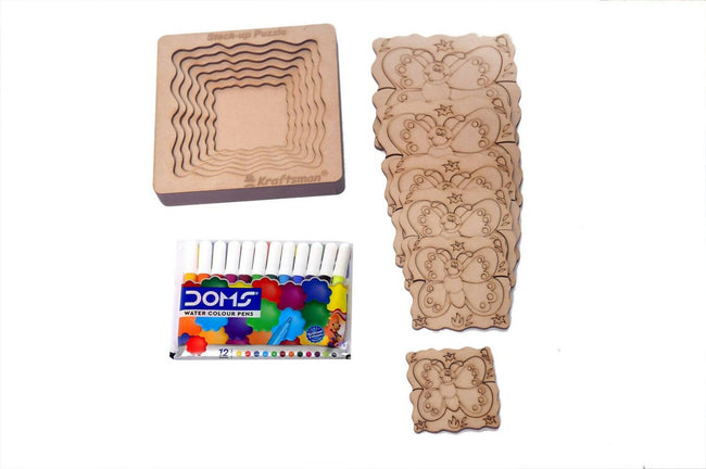 Kraftsman Stack up Puzzles/ Layered Puzzle Butterfly Shape for Kids | Color Kit Included | 18 Pieces Puzzle Hover Image