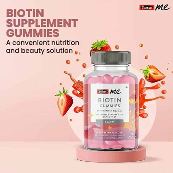 Swisseme Biotin Gummies With Vitamin B12, C & E For Healthy Hair & Nails