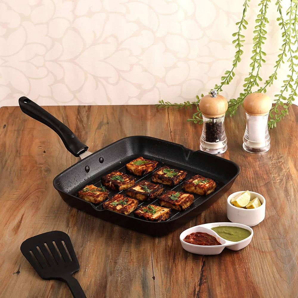Cello Aluminium Non Stick Grill Pan Square Black