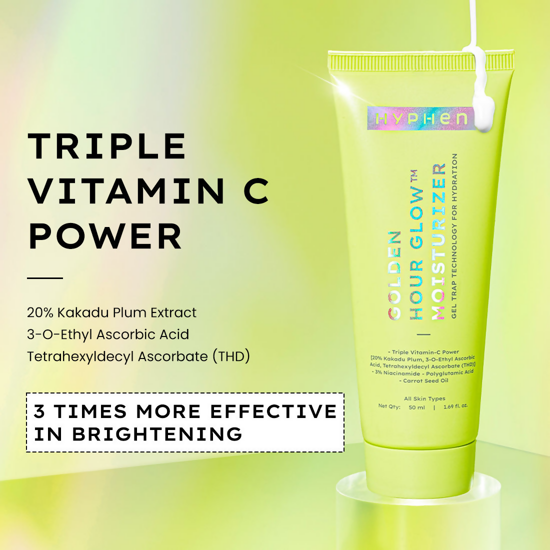 Hyphen Golden Hour Glow Face Moisturizer with Triple Vitamin C & 3% Niacinamide