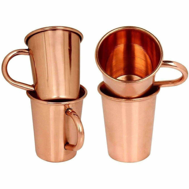 Small Solid Copper Glasses with Handle Set of 4 Hover Image