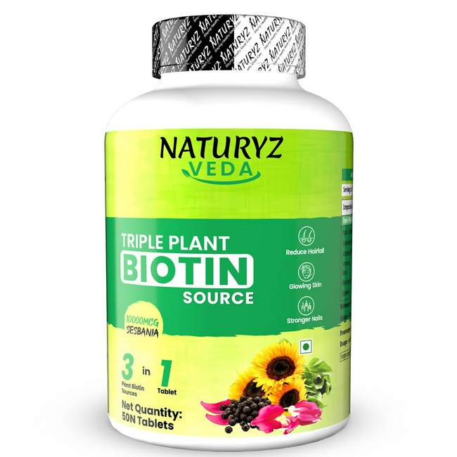 Naturyz Veda Triple Plant Biotin For Hair Growth Tablets Hover Image