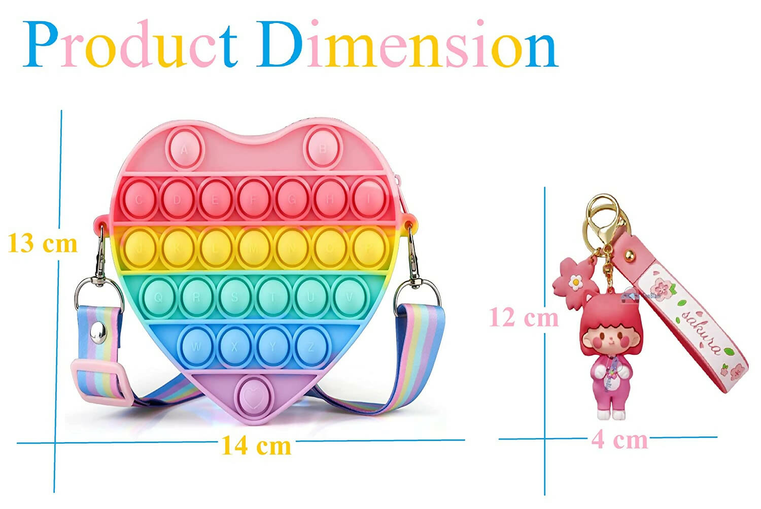 Sardar Ji Ki Dukan Pop It Sling Bag ? Heart Shape Pop It Cross Body Bag For Kids, Birthday Gift For Girls Pouch For Girls (Set 1, Multicolor)