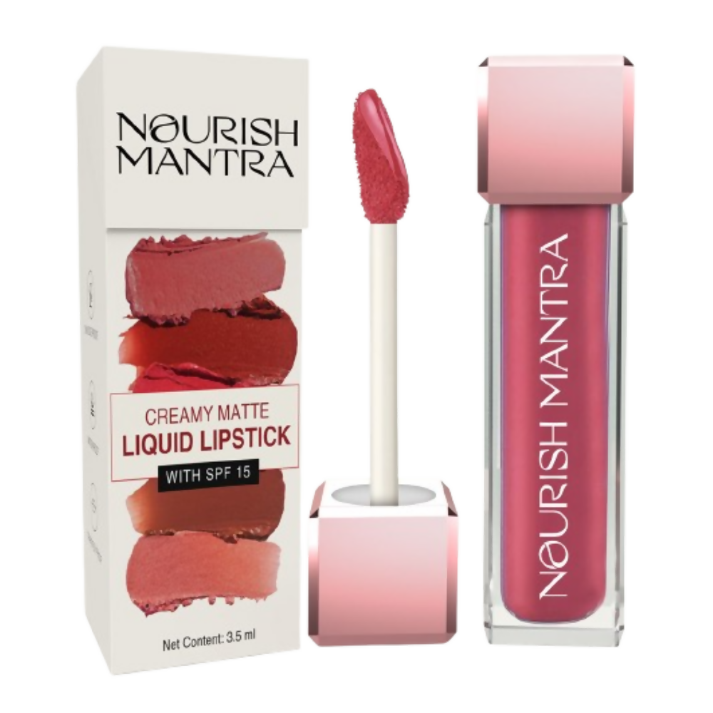 Nourish Mantra Liquid Lipstick Creamy Matte with SPF / Water Proof, Smudge Proof Shade-Jashn-e-gulab