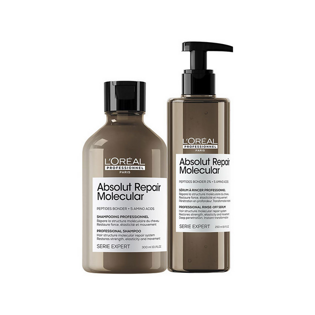 L'Oreal Professionnel Absolut Repair Molecular Shampoo & Rinse-Off Serum For Damaged Hair Hover Image