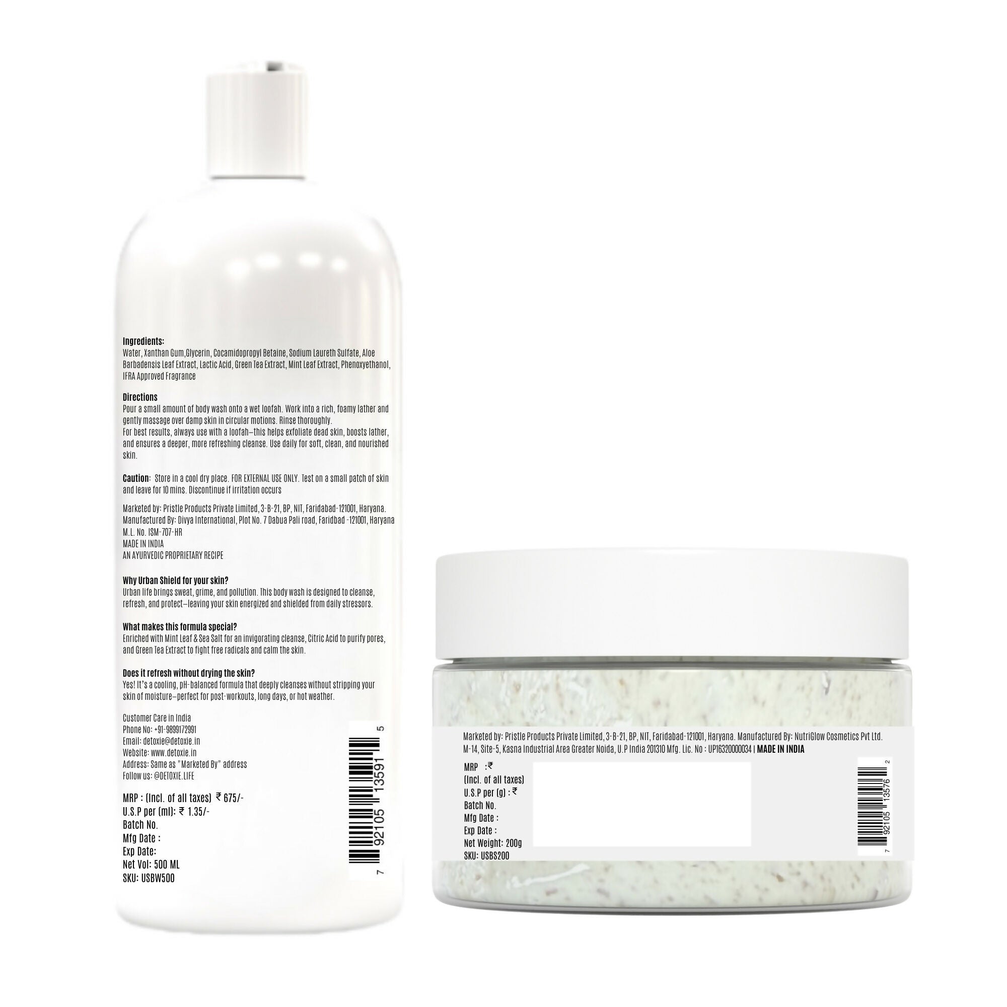 Detoxie Body Wash & Body Scrub Combo - Urban Shield