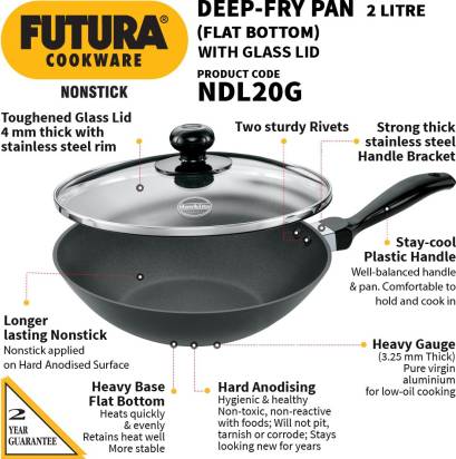 Hawkins Futura Non-stick Deep Fry Pan with Glass Lid 2 L (NDL20G) Main Image