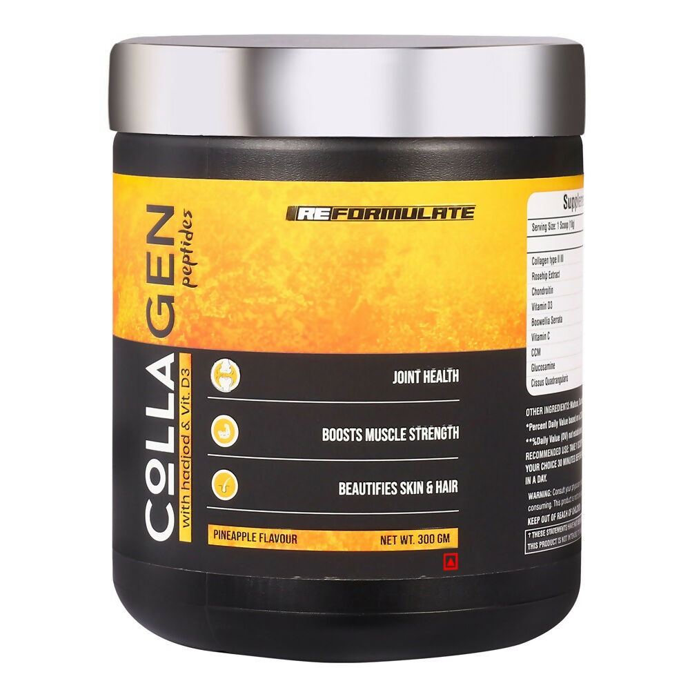 Reformulate Colla Gen Powder Peptides With Hadjod & Vitamin D3 I Joint Health I Boosts Muscle Strength I Beautifies Skin & Hair I Pine Apple
