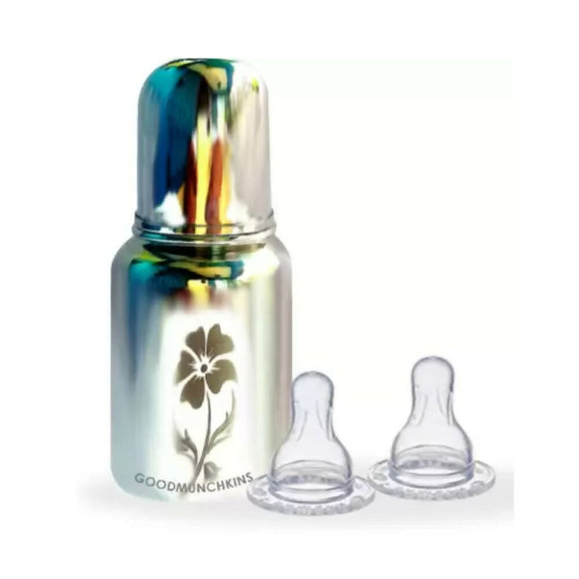 Goodmunchkins Stainless Steel Feeding Rustfree Bottle with 2 Anti Colic Silicone Nipple For Kids 150 ml Main Image