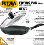 Hawkins Futura Non-stick Frying Pan 22 cm Diameter with Glass Lid 1 L (NF22G)