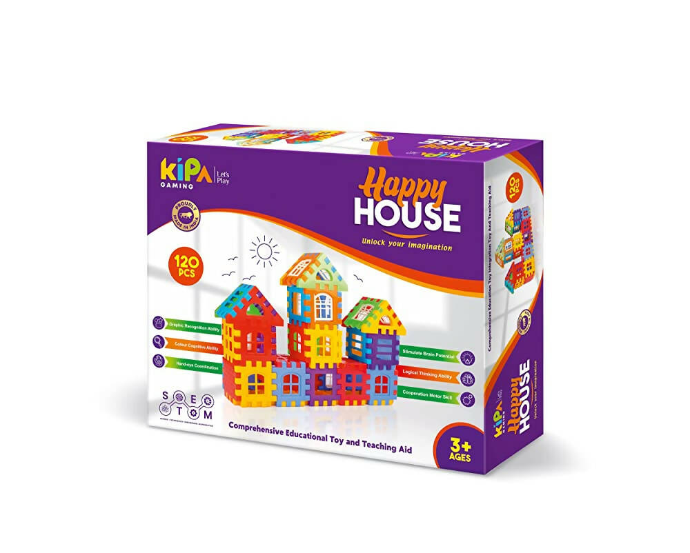 Kipa Multi Colored 120 Pieces Mega Jumbo Happy Home House Building Block with Attractive Windows and Smooth Rounded Edges Blocks Game Fun