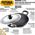 Hawkins Futura Non-stick Kadhai 30 cm Diameter with Lid 4 L (NK40S)
