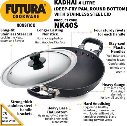 Hawkins Futura Non-stick Kadhai 30 cm Diameter with Lid 4 L (NK40S) Main Image