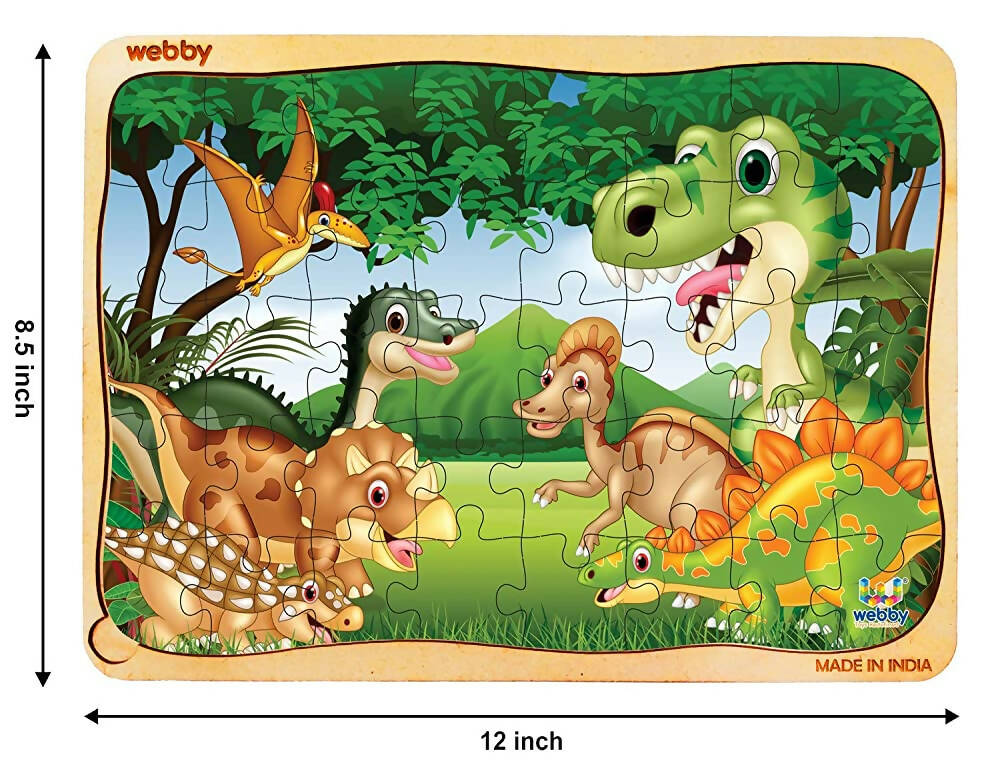 Webby Dinosaurs in Jungle Wooden Jigsaw Puzzle-40 Pcs