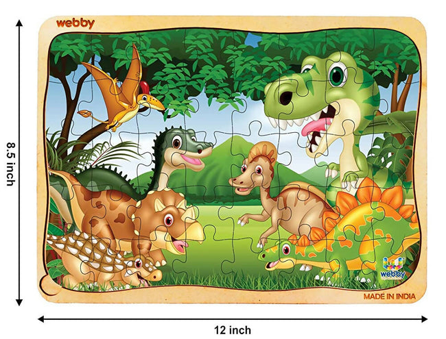 Webby Dinosaurs in Jungle Wooden Jigsaw Puzzle-40 Pcs Main Image