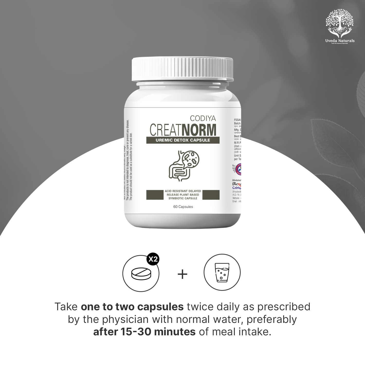 Uveda Naturals Creatnorm Capsules - 90 Billion Spores Probiotic & Prebiotic Formula