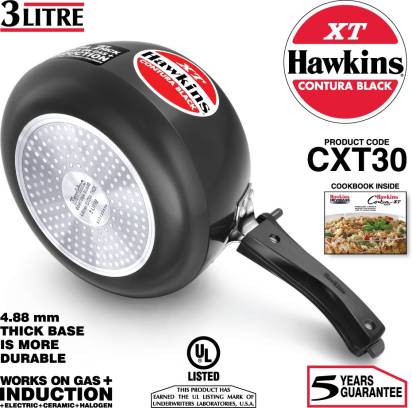 Hawkins Contura Hard Anodized Black XT 3 L Pressure Cooker (CXT30) Main Image